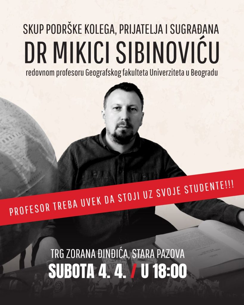 Skup solidarnosti za pretučenog profesora Mikicu Sibinovića